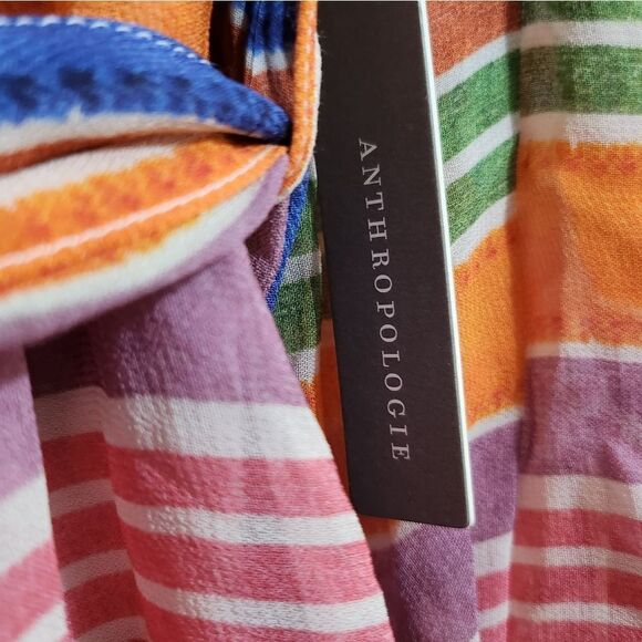 Farm Rio for Anthropologie Multi Color Striped Belted Dress - Picture 4 of 8